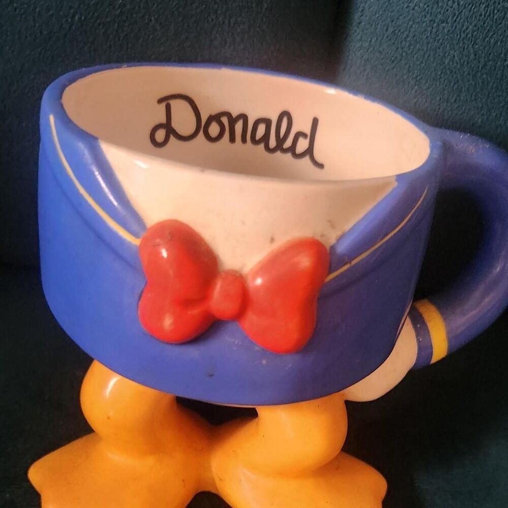 Vintage Donald Duck 3D Relief Ceramic Mug – Feisty Sailor Blue Disney memorabili